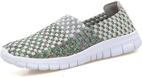 JOYVIP Womens Multicolor Woven Elastic Shoes Handmade Slip On Sneakers Flat Sandals