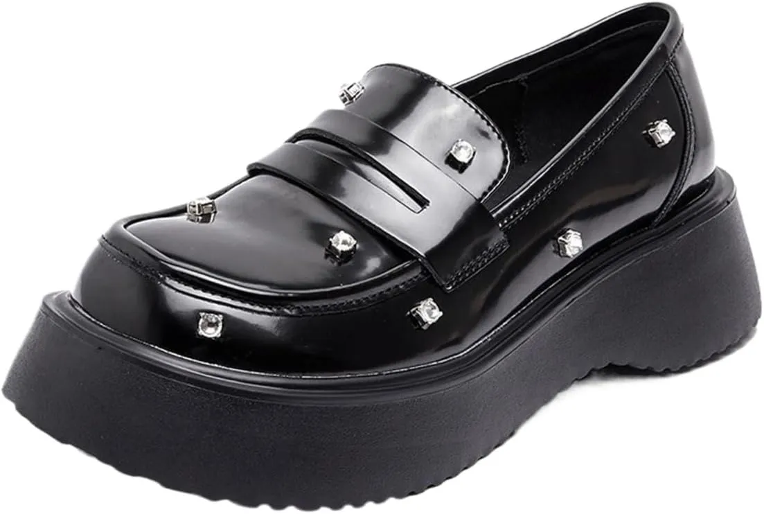 Loafers for Women Women's Casual Spring Leather Platform Shoes Stylish and Comfortable Footwear for Girls