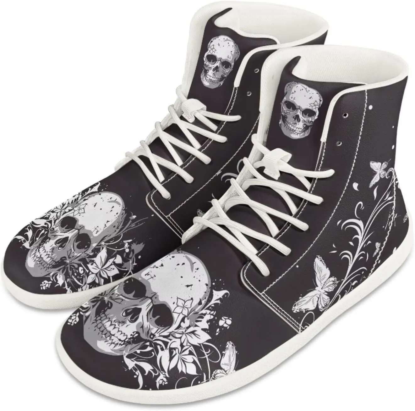 Men's Skull Walking Shoes High Mid Ankle Athletic Running Shoe Tennis Sport Outdoor Strap Sneakers
