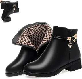 Women's Genuine Leather Wool Orthopedic Boots, Waterproof Orthopedic Warm Boots Winter Warm Fleece Wedge Snow Boots